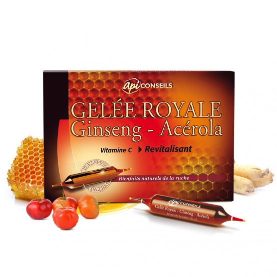 Ampoules Gelée Royale, Ginseng & Acérola cure de gelée royale bio